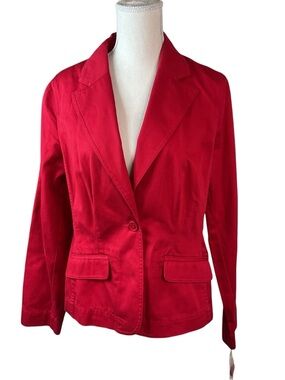 NWT Style & Co. 100% Cotton Red Single-Button Women's Blazer M